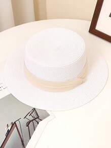 Casual Straw Hat, Versatile Wide Brim Sun Hat For Women, Men, Elegant Bohemian Style, UV Protection, Suitable For Beach, Vacation, Street Wear, Spring & Summer - Straw Hat - View 10