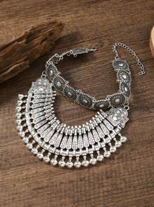 Retro Fashion Double Layer Punk Pattern Carved Line Necklace, Beach Casual Accessory Choker - Star - View 12
