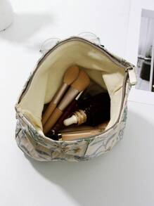 1 件蓝色提花面料蒲公英花手拿包便携式化妆包，时尚休闲时尚便携式化妆包，化妆包，小化妆包，化妆盒，可爱化妆包，化妆包，卫生巾，袋垫，空气荚，有线耳机，充电器，耳机，化妆旅行包，护肤包，女士化妆包，糖果，护士，女学生，节日礼物。 - 藍色 - 查看 7