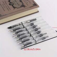 1 bút bi nhựa, bút bi trong suốt màu trắng acrylic, mực màu, bút luyện viết và thư pháp (Mới 100%, không kèm mực) - Trong sáng - Xem 4