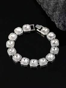 1 pieza Brazalete brillante de circonita punzante estilo punk y hip hop para hombres, adecuado para uso diario, regalo del Día de San Valentín y días festivos
