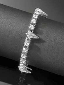 1 pieza Brazalete brillante de circonita punzante estilo punk y hip hop para hombres, adecuado para uso diario, regalo del Día de San Valentín y días festivos