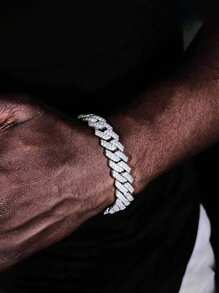 1 pieza Brazalete brillante de circonita punzante estilo punk y hip hop para hombres, adecuado para uso diario, regalo del Día de San Valentín y días festivos