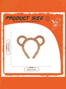 10pcs Bear Ear Plush Headbands, Cute Cartoon Ear Headbands, Fashionable Women's Headbands,Sweet Internet Celebrity Hair Band, Face Washing Headband,Suitable For Masquerade, Party, Birthday Party, Daily Dress Up, Photography, Cosplay (Brown)