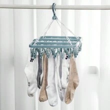 Clothes Drying Rack With 32 Hooks, Portable Folding Hook Clothes Drying Rack For Drying Socks, Underwear, Towels, Scarves, Sock Dryer Clothes Drying Hanger With 32 Pegs, Sock Hanger Foldable Hanging Sock Rack Windproof Multifunction Drying Rack For Socks, Underwear, Bra, Baby Clothes And Small Items, CLIPS HANGER, CLIPS DRYER,Portable Folding Hook Clothes - Multicolor - View 9