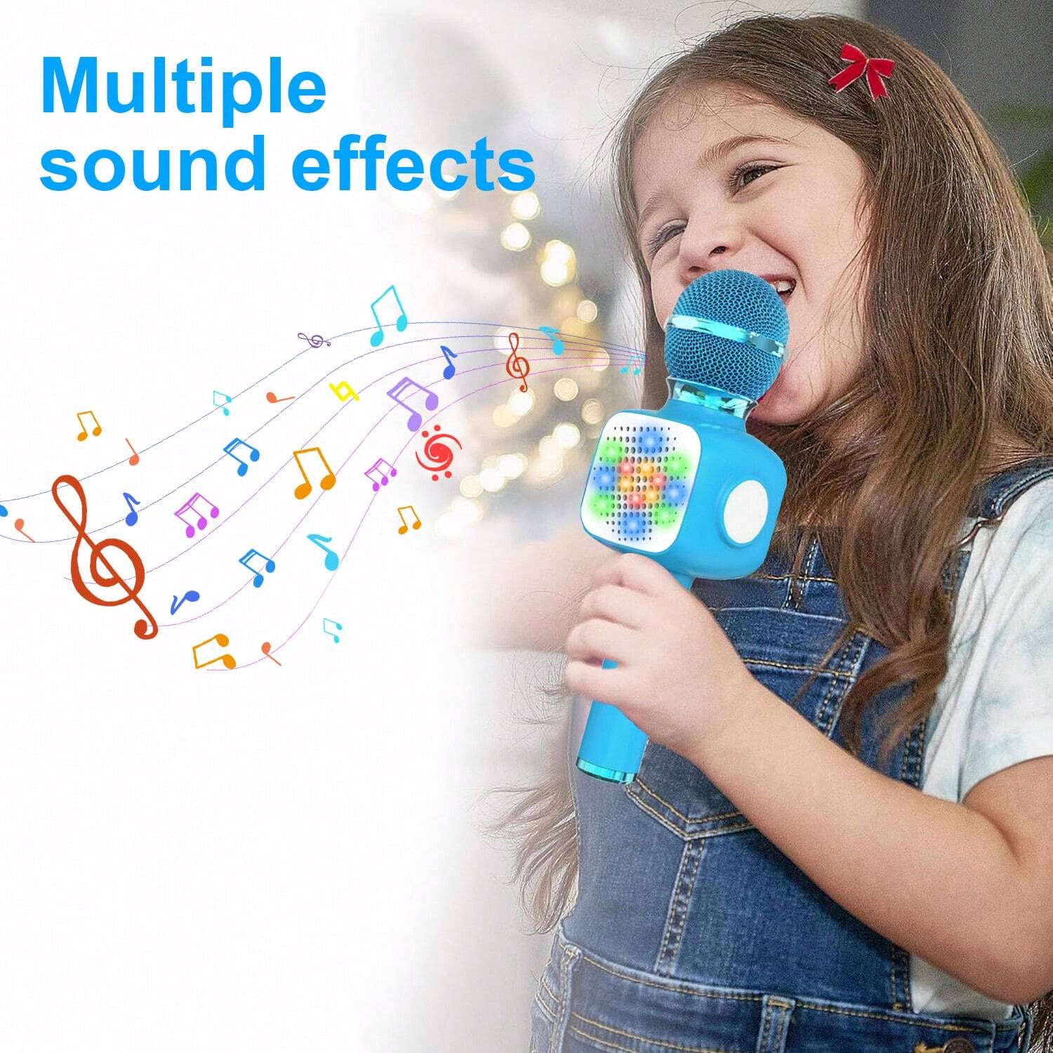 Macchina Karaoke Per Bambini Con 2 Microfoni - Bluetooth, Luci LED, Effetti Voce, Portatile, Regalo Ideale