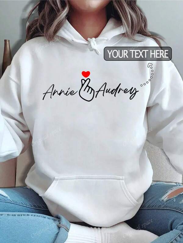 Customized Personalized Text Print Hoodie, Family Reunion Group Apparel, Baby/Friends/Couples/Pets Music Festival Themed, Autumn/Winter Tops, Women Sweatshirts, Holiday/Christmas/Thanksgiving/Anniversary/Wedding Gifts, Best Friend Gifts For Valentine's Day