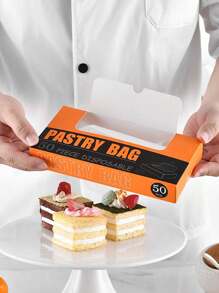 1 caja de 50 bolsas desechables para decorar pasteles, crema, betún y repostería - Blanco - Ver 4