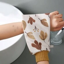 1 件花卉和叶子图案去角质浴巾，柔软面料身体擦洗毛巾，浴室配件，家居和厨房用品，男女通用，温和呵护肌肤