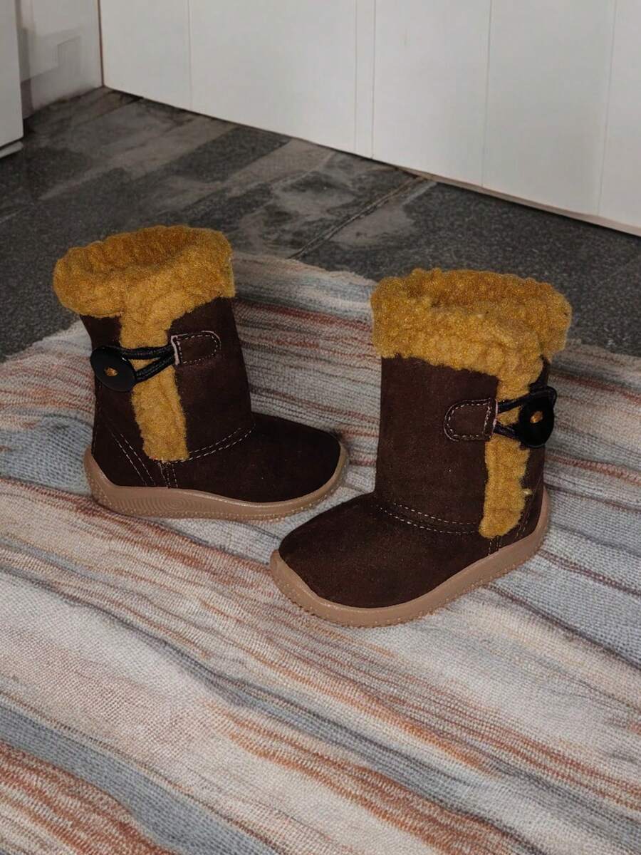 Botas cortas para niños y niñas, botas de invierno con suela antideslizante - Café integral - Ver 1