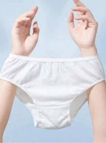 5pcs/Pack Women's Disposable Underwear, Women's Disposable Travel Panties, Sterile Panties, Women's Double-Layer Support, Cooling & Comfortable Panties, Full Coverage Triangle Briefs, Suitable For Daily Travel, Business Trips, Outdoor Activities And Daily Wear (Random Color) - White - View 2