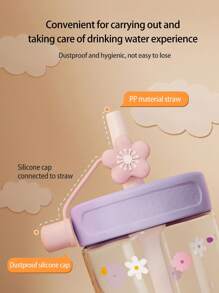 1pc 450ML/480ML Cute Children's Cup With Straw, Student Water Bottle, Fresh Pattern, Dustproof Leakproof Shockproof Durable, Portable, Suitable For Daily Home, School, Outdoor Activities, Best Gift