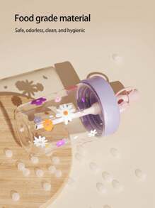 1pc 450ML/480ML Cute Children's Cup With Straw, Student Water Bottle, Fresh Pattern, Dustproof Leakproof Shockproof Durable, Portable, Suitable For Daily Home, School, Outdoor Activities, Best Gift