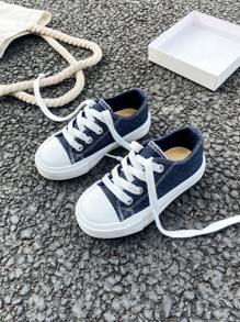 Scarpe di tela per bambini OPOEE, stile coreano, semplici, per ragazzi e ragazze, alla moda, basse, casual, sportive, classiche, versatili, scarpe da skateboard per bambini, adatte per primavera/autunno - Blu - Visualizzare 1
