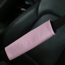 Leather Steering Wheel Cover Set, 10 Pcs Universal Leather Steering Wheel Wrap Cute Women Car Accessories Set With Seat Belt Shoulder Pad Cup Holder Fits Most Cars, Pink - Pink - View 6