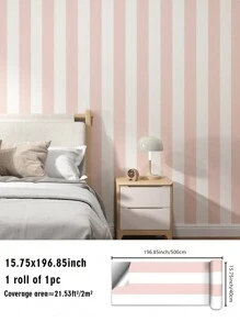 SUPSTICKER 1pc Pink Stripe & Light Brown Pine Print Self-Adhesive Wallpaper, Easy Clean Moisture-Proof Removable Surface, Home Decor Sticker Applicable To Kitchen, Bathroom, Bedroom, Living Room, Cabinet, Wardrobe, Stairs, Door, 3 Sizes Available: 47.24x15.75inch/120*40cm, 118.11*15.75inch/300*40cm, 196.85*15.75inch/500*40cm Gifts Birthday Graduation Room Decor Wall Decor Stuff Living Room Decor House Decor Home Decor Living Room Wall Paper Stickers Wall Stickers Wall Sticker
