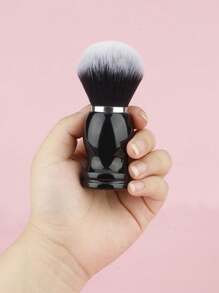 1pc Large Round Powder Brush, Makeup Brush For Powder, Foundation, Contour, Mushroom Shaped Plastic Handle - Black - View 7
