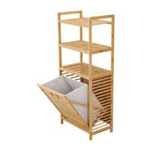 Living And Home Freestanding Bamboo Laundry HamperLaundry Baskets Back To School - Three-tier 50cm W X 30cm D X 119cm H - View 9