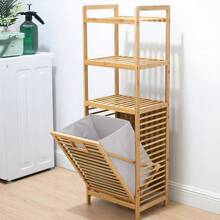 Living And Home Freestanding Bamboo Laundry HamperLaundry Baskets Back To School - Three-tier 50cm W X 30cm D X 119cm H - View 1