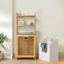 Living And Home Freestanding Bamboo Laundry HamperLaundry Baskets Back To School - Three-tier 50cm W X 30cm D X 119cm H - View 2