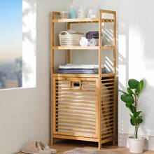 Living And Home Freestanding Bamboo Laundry HamperLaundry Baskets Back To School - Three-tier 50cm W X 30cm D X 119cm H - View 4