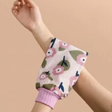 1 件花卉和叶子图案去角质浴巾，柔软面料身体擦洗毛巾，浴室配件，家居和厨房用品，男女通用，温和呵护肌肤