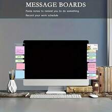 2 pièces/1 pièce Panneau mémo pour moniteur d'ordinateur, accessoires de bureau avec support autocollant. Décoration de bureau à domicile et panneau d'affichage