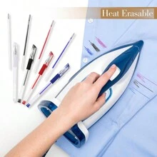 24pcs/Set 20 Mixed-Color High Temperature Disappearing Fabric Marking Pen Refills With 4 Pen Holders, Heat Erasable Pens For Sewing, Tailoring And Quilting (Random Red Ink Color)