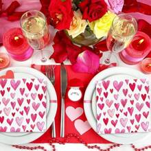 20pcs Colorful Disposable Napkins, 2-Layer Heart Printed Tissues, 13 X 13in Cocktail Napkins, Decoupage Paper For Holiday Kitchen Bathroom Wedding Party Valentine's Day Decorative Paper Napkin