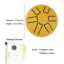 3" Mini Spirit Drum, Simple Beginner Percussion Instrument, 6-Note Steel Tongue Drum, Spiritual Drum - Multicolor - View 14