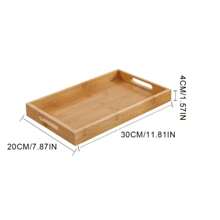 Wide Bamboo Organizer Tray Storage Bin With Handles For Cutlery Serving Spoons Cooking Utensils Teapot Teacup