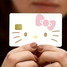 Sanrio 1pc/[Coleção completa de adesivos de cartão Hello Kitty] Porta-cartão de crédito Hello Kitty - Design fofo de desenho animado, poliéster, adesivo de plástico resistente a arranhões, para identificação de estudante, cartão de ônibus, cartão de banco e outros cartões. Acessório da moda