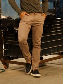 Urban Zone Jeans Men's Sport Fine Denim Trousers, Formal Style, Sport Fine Denim - 卡其色 - 查看 3