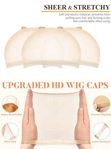 Transparent HD Wig Cap For Women, Stretchy Nylon Wig Cap, Invisible Ultra-Thin Stretchy Stocking Caps For Lace Front Wigs(10/15/20/30/50/100 PC)