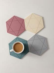 1 pieza/2 piezas Posavasos de silicona minimalista, salvamanteles, tapete para tazón, tapete para platos, individuales a prueba de calor, almohadilla aislante multiusos para vajilla, diseño hexagonal antideslizante, fácil de limpiar, resistente al calor