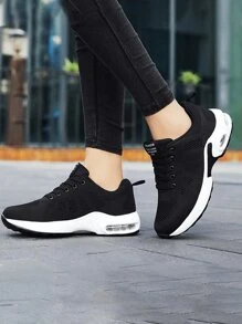 Zapatos de running casual para mujeres, Zapatillas de Tenis para Mujeres Cómodas,  Zapatillas seguras para correr antideslizantes,con Suela Gruesa y Transpirable, Ideales para Correr y Caminar.Zapatos cómodos para caminar, zapatillas de primavera transpirables de malla, zapatillas exteriores bajas, antideslizantes y resistentes al desgaste, zapatillas casuales transpirables de mujer para uso diario o al aire libre - Negro - Ver 1