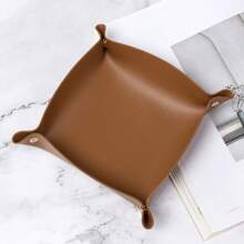 PU Leather Storage Box, Cosmetics Lipstick Storage Tray, Multifunctional Desktop Storage Basket, Miscellaneous Items, Key Storage Tray,For Holiday Beach, Bathroom Collection, Bedroom Collection, Large Capacity - Multicolor - View 3