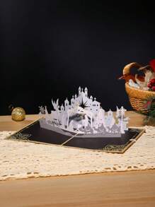 1pc Classic 3D Nativity Card (Including 1 Envelope + 1 Handwritten Card + 1 3D Greeting Card), Congratulations Card, Surprise Gift For Friends, Gift For Family, Suitable For Important Festivals