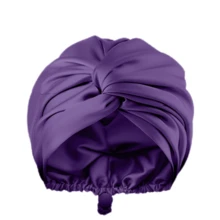 2 chiếc mũ trùm đầu bằng vải satin hai lớp mềm mại và thoáng khí có thể điều chỉnh, phù hợp cho nam và nữ, tóc xoăn và mọi loại tóc - Cà tím tím - Xem 5
