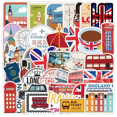 50 Stücke London Aufkleber Pack | Westliche Aufkleber, hochwertige Aufkleber für Scrapbooks, Graffiti, Tagebücher, Laptops, Stoßfänger, Skateboards, Wasserflaschen, Computer, Cartoons, Schutzhauben, Auto-Aufkleber, Aufkleber können viel Spaß in Ihr Leben bringen, das perfekte Geschenk für Erwachsene