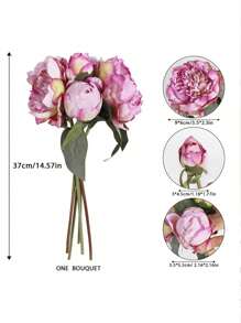 1 Bouquet Fake Flowers Vintage Artificial Peony Silk Flowers For Wedding Bouquets Bridal Shower Decorations Home Office Party Decoration