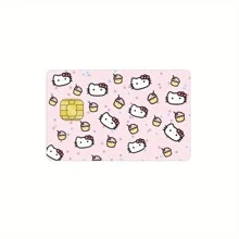 Sanrio 1pc/[Coleção completa de adesivos de cartão Hello Kitty] Porta-cartão de crédito Hello Kitty - Design fofo de desenho animado, poliéster, adesivo de plástico resistente a arranhões, para identificação de estudante, cartão de ônibus, cartão de banco e outros cartões. Acessório da moda