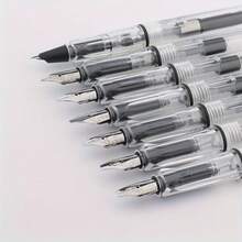 1 bút bi nhựa, bút bi trong suốt màu trắng acrylic, mực màu, bút luyện viết và thư pháp (Mới 100%, không kèm mực) - Trong sáng - Xem 6