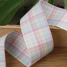 Bicolor Plaid Print Ribbon Handmade Bow DIY Hair Accessories Craft Supplies Gift Floral Ribbon
