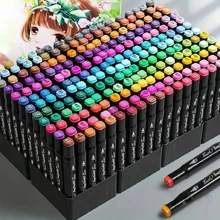12/30/40/60/80/100/168 couleurs Marqueurs à base d'alcool, marqueurs à pointe double brosse et biseau pour bandes dessinées, croquis, fournitures scolaires d'art, ensemble de marqueurs en gros, pinceaux à aquarelle à base d'alcool pour les étudiants retour à l'école