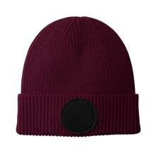 Beechfield Mode ronde patch muts (bordeauxrood/zwart)