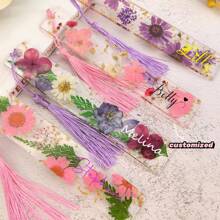 1 Stück personalisierte gepresste Blumen Harz Lesezeichen weiße Gänseblümchen Frühlings-Wildblumen Harz Lesezeichen Buchzubehör personalisierte Lesezeichen für Lehrer