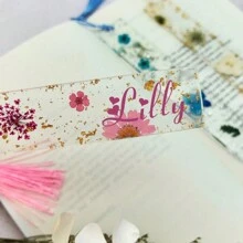 1 Stück personalisierte gepresste Blumen Harz Lesezeichen weiße Gänseblümchen Frühlings-Wildblumen Harz Lesezeichen Buchzubehör personalisierte Lesezeichen für Lehrer