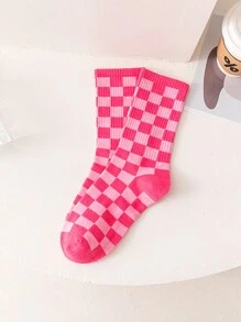 1 Pair Men's Socks Checkerboard Socks, Men's And Women's Couples' Street Fashion Versatile Socks, Fit The Foot, Excellent Workmanship, Suitable For You Who Are Looking For Versatility