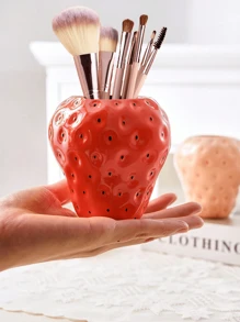 1 Présentoir de rangement de cosmétiques style fraise, organisateur élégant de maquillage et d'accessoires [sans couvercle] Décoration de salle de bain à la maison Organisateur de maquillage d'été Retour à l'école